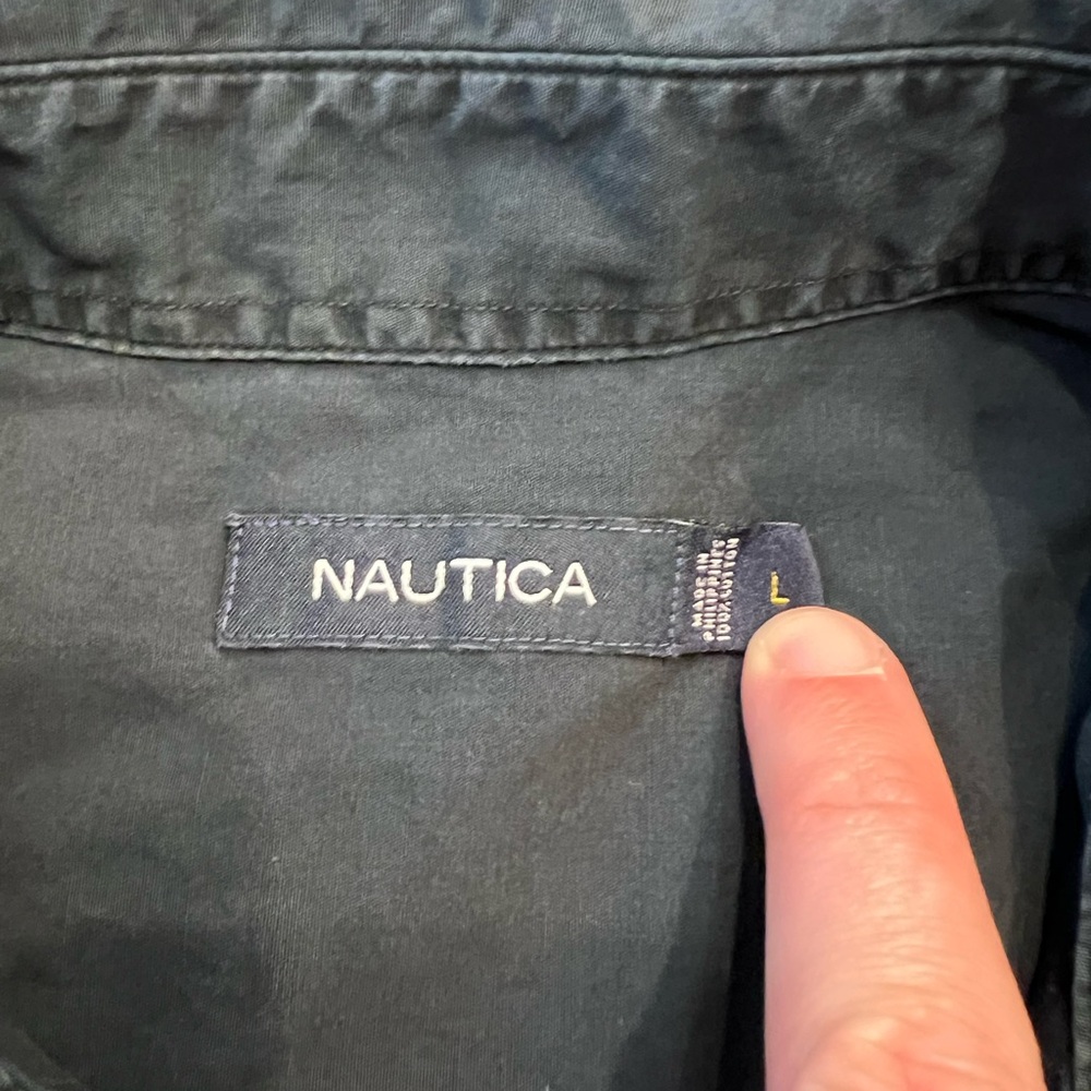 Nautica Men's Charcoal Button-Down Shirt - Picture 2 of 4